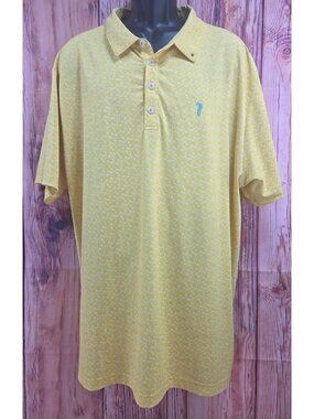 William Murray Mens Yellow Geometric Pattern Golf Polo XL